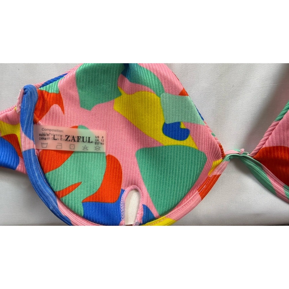 ZAFUL Women's Bikini Top Ribbed Underwire Adjustable Back Clasp Large - Picture 6 of 14